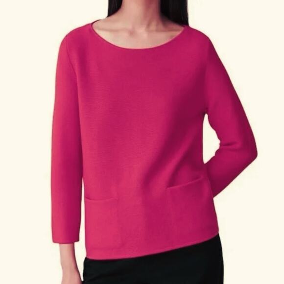 COS Sweaters - NEW Size XS COS A-Line Merino Jumper Knit Magenta Pink Pocket Pullover Sweater